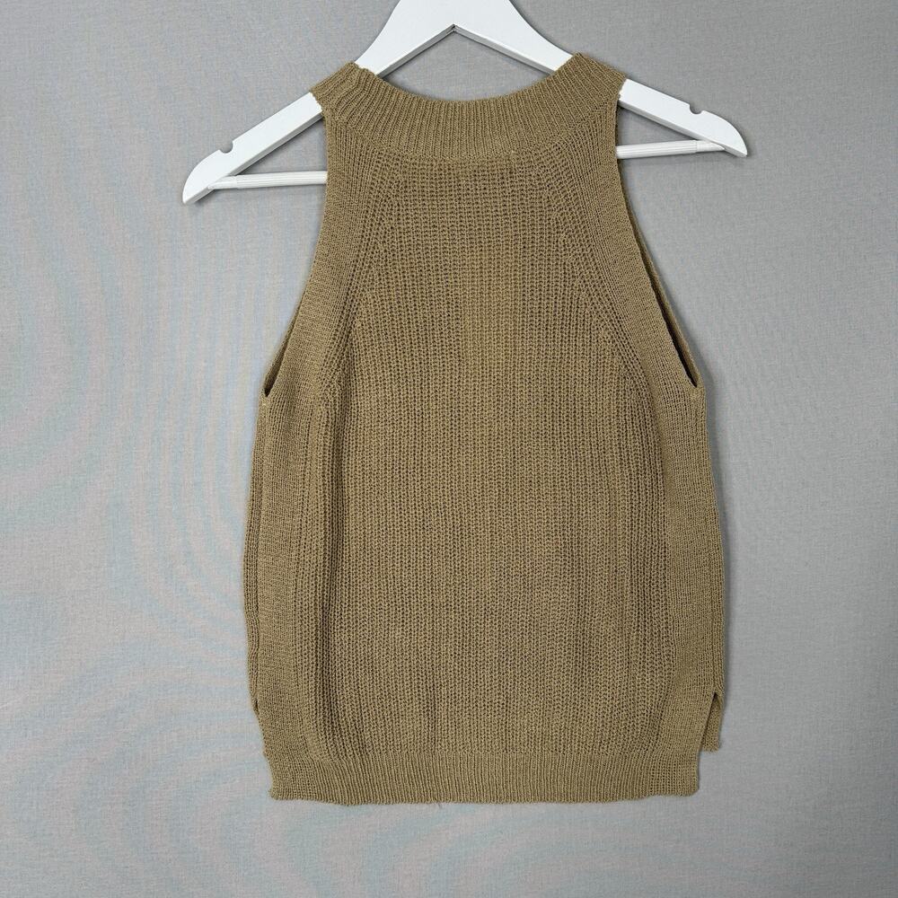 AnnieWear Womens Sweater Top Large Tan Halter Knit Tank Old Money Resort Boho - Picture 8 of 12